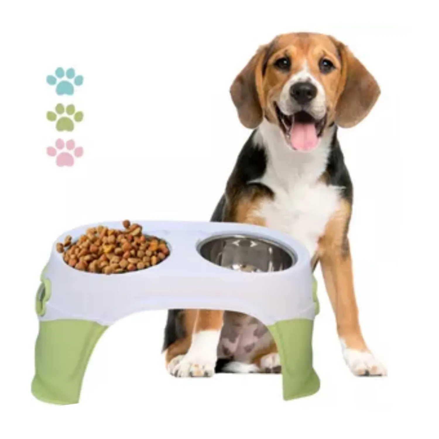 Comedero alto para perro dinastía verde 47x20.3cm colmascotas