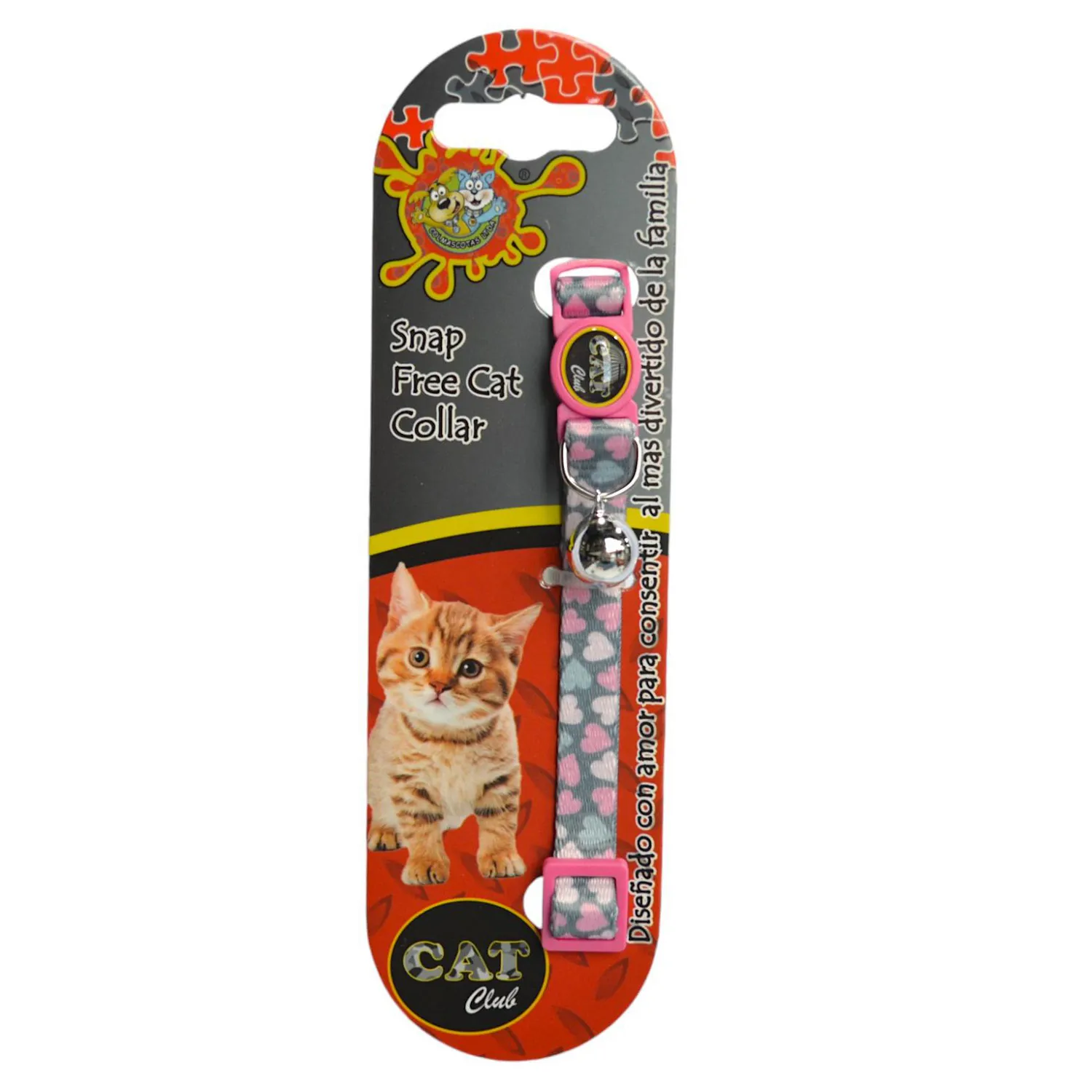 Collar para gato corazoncitos rosado colmascotas