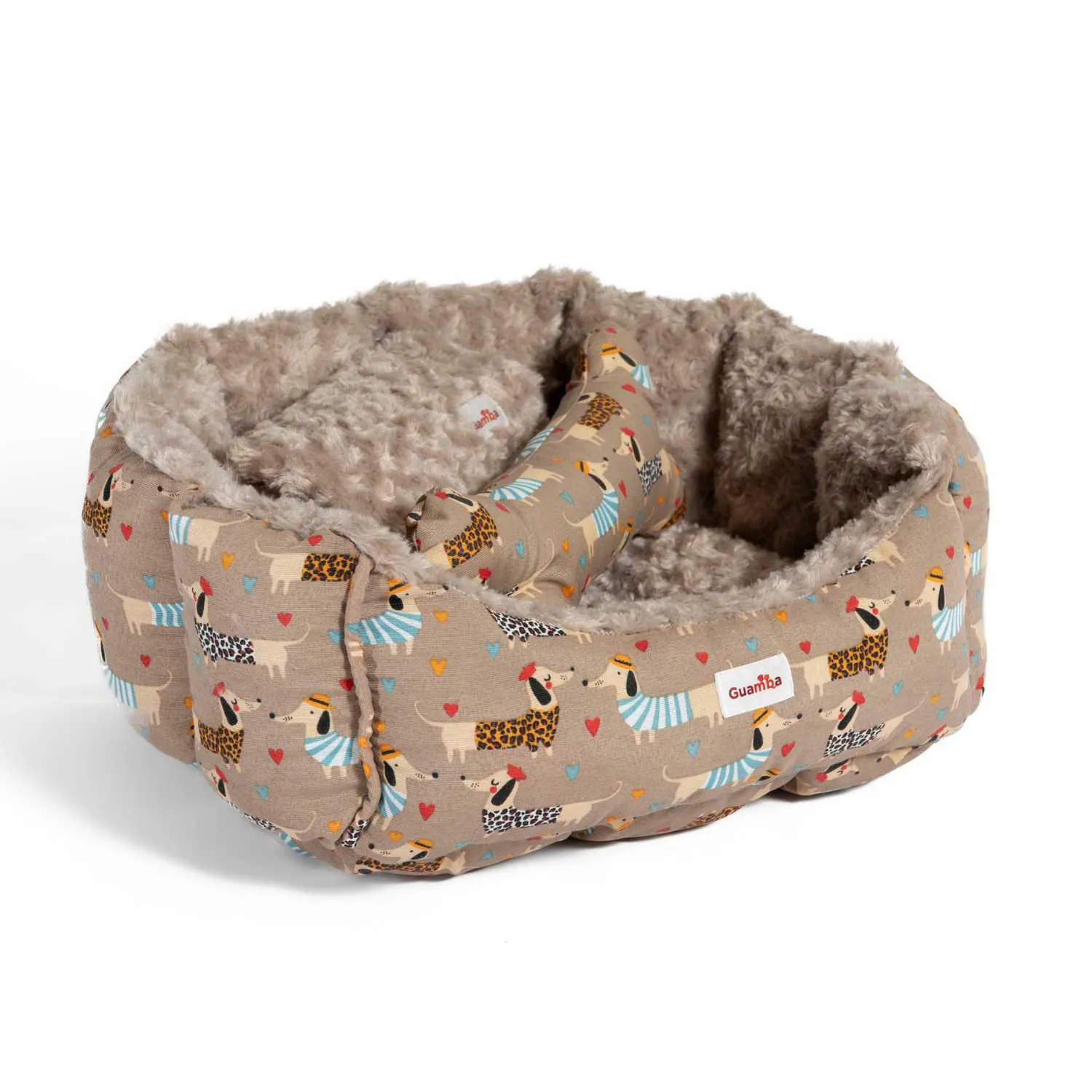 Combo Cama Mascota Pequeña 50x50cm Frenchy Beig