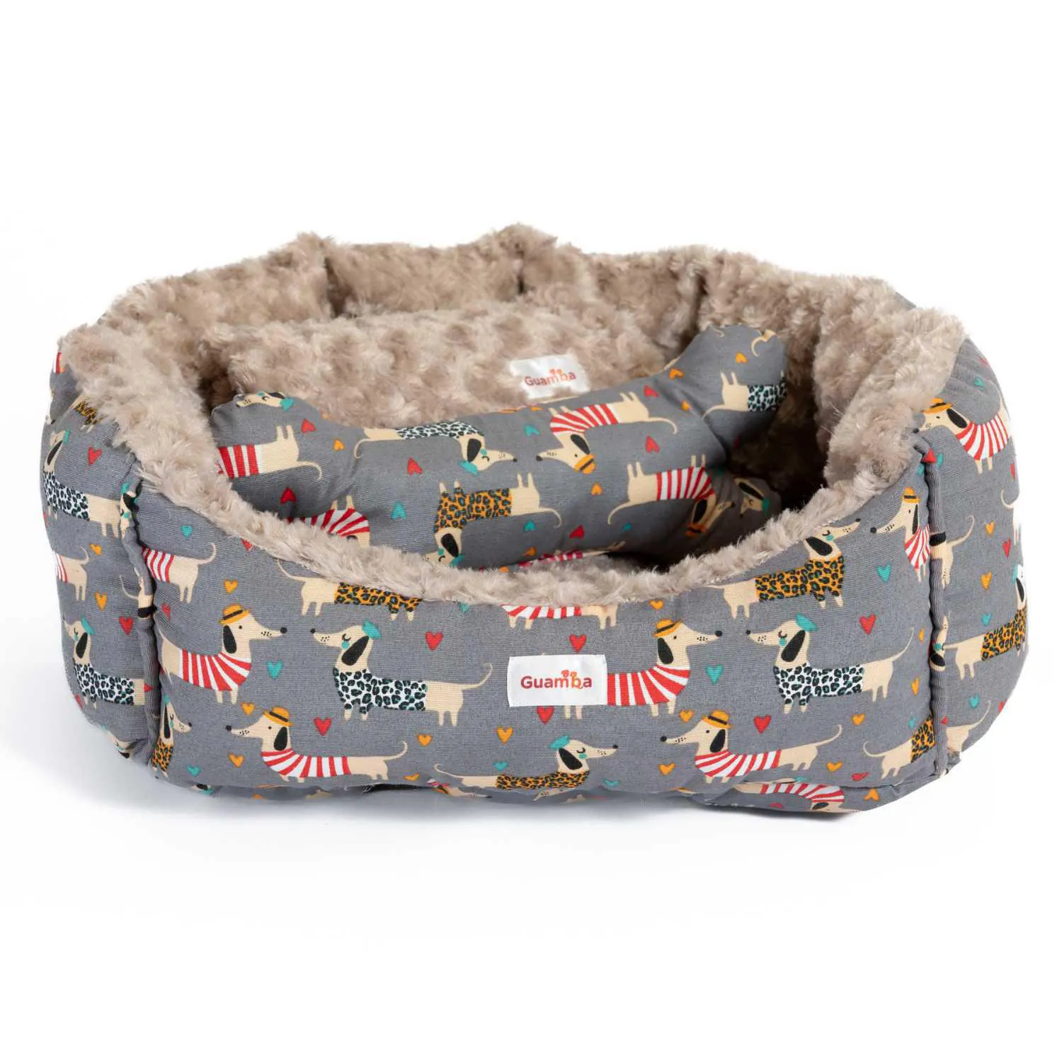 Combo Cama Mascota Pequeña 50x50cm Frenchy Gris