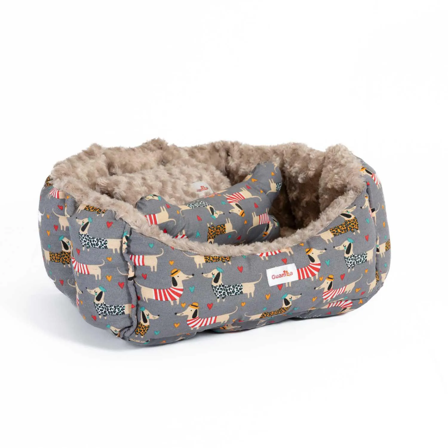 Combo Cama Mascota Pequeña 50x50cm Frenchy Gris