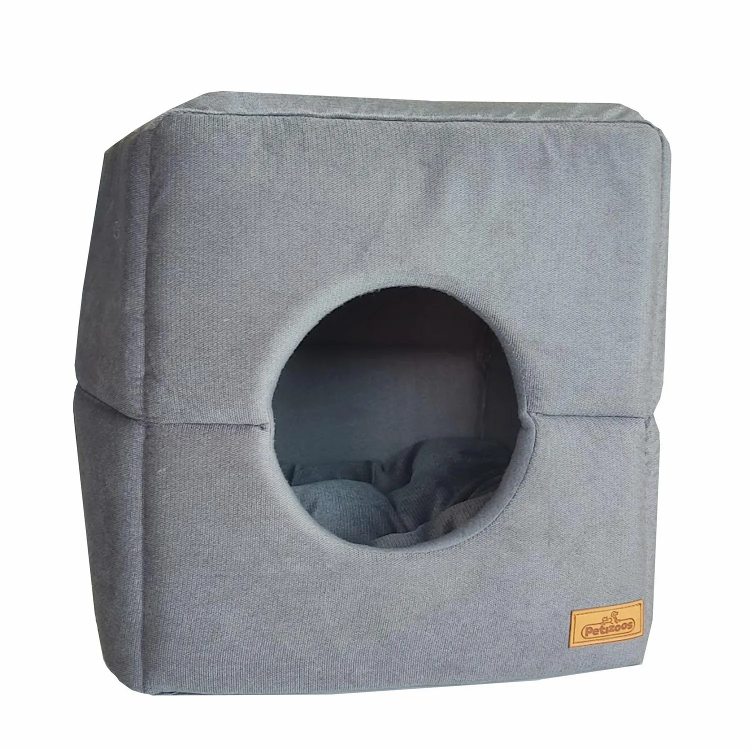 Cama para mascotas box 4 en 1 talla s gris 44x44x44cm petizoos
