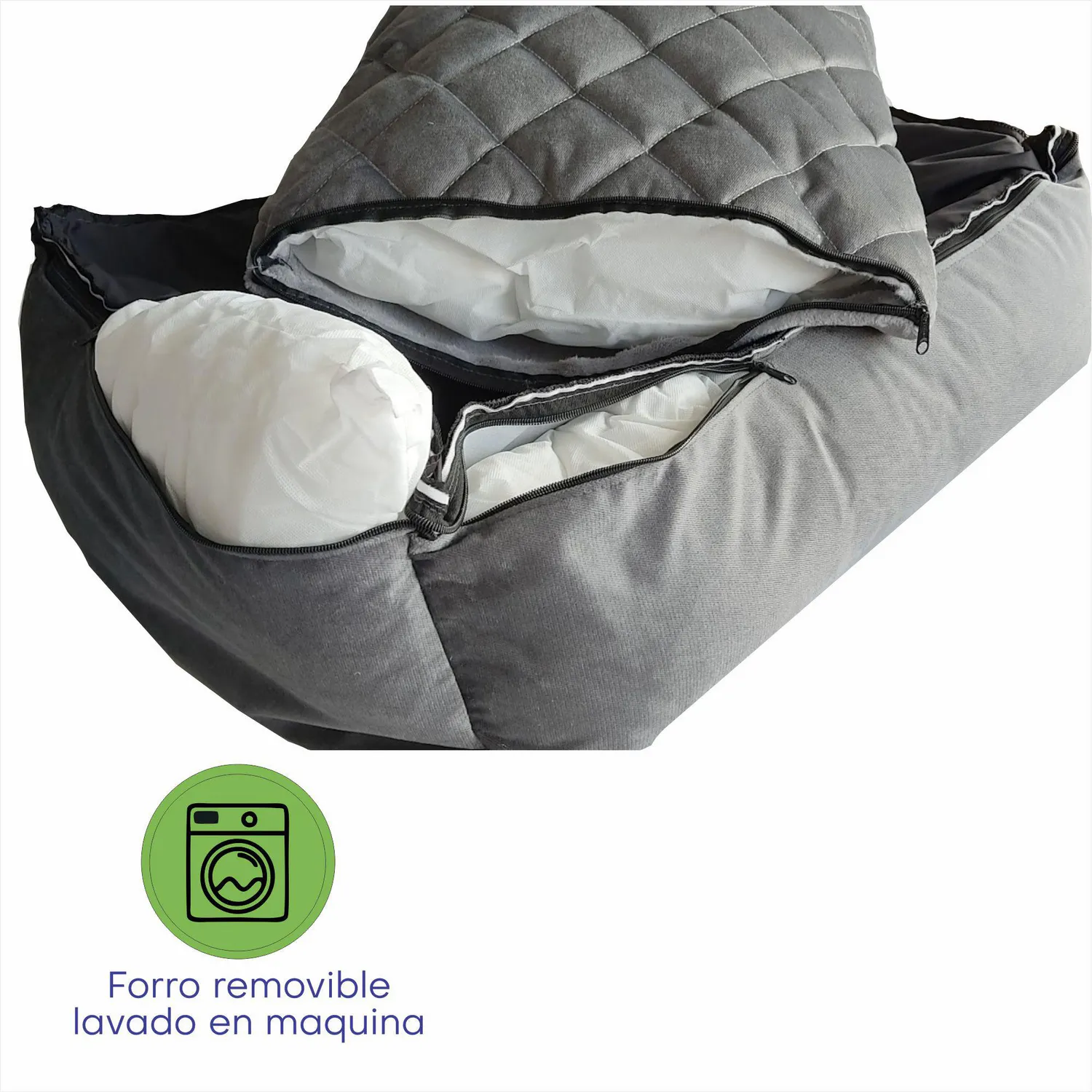 Cama para mascotas rombos grande gris 90x65x28cm petizoos 4