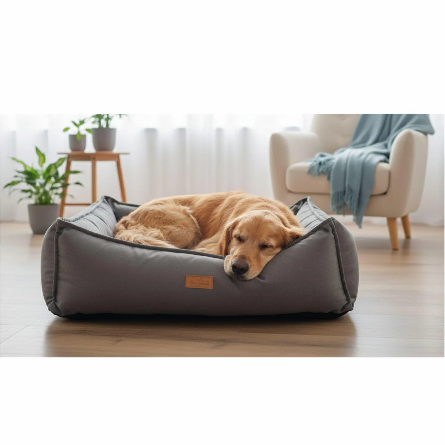 Cama para mascotas rombos grande gris 90x65x28cm petizoos 5