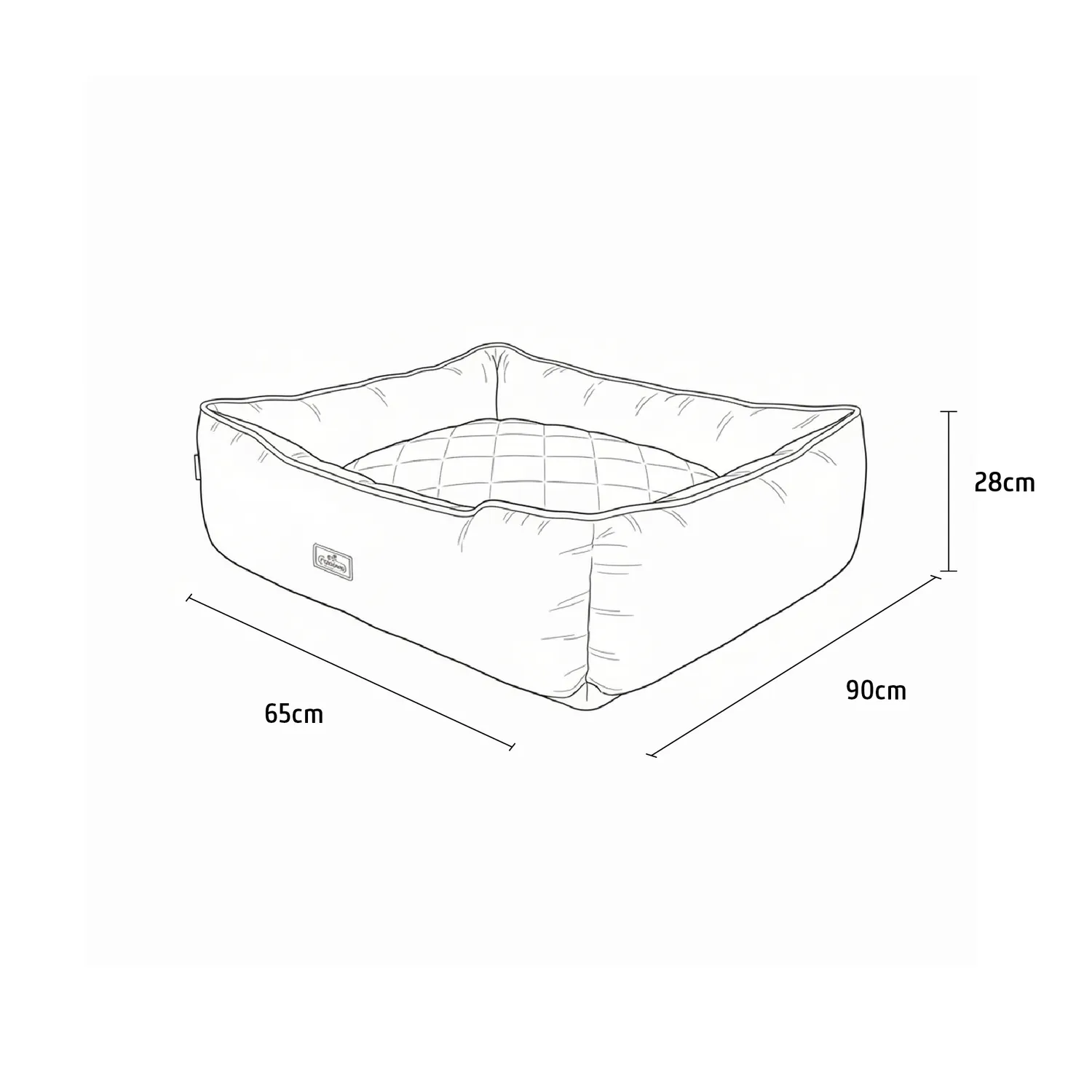 Cama para mascotas rombos grande gris 90x65x28cm petizoos 6
