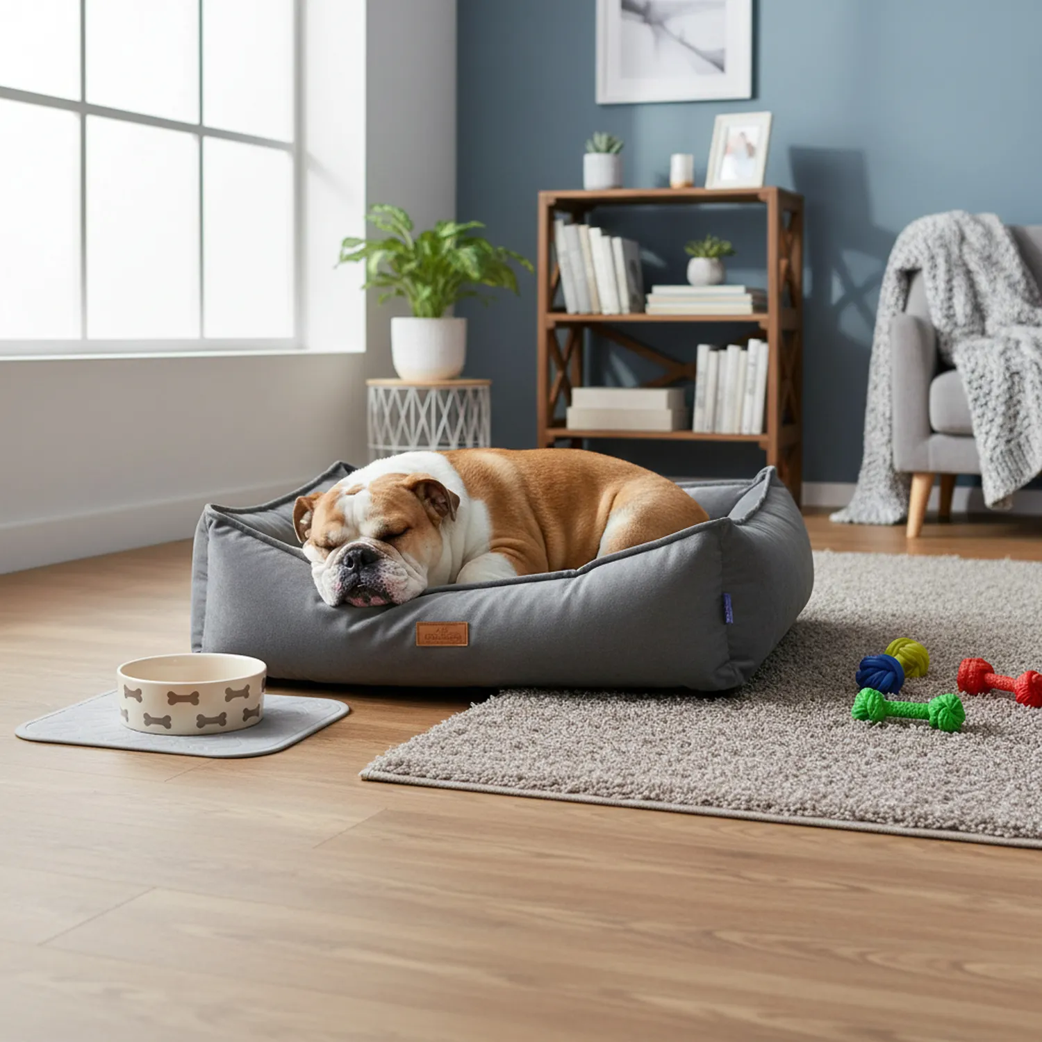 Cama para mascotas rombos grande gris 90x65x28cm petizoos