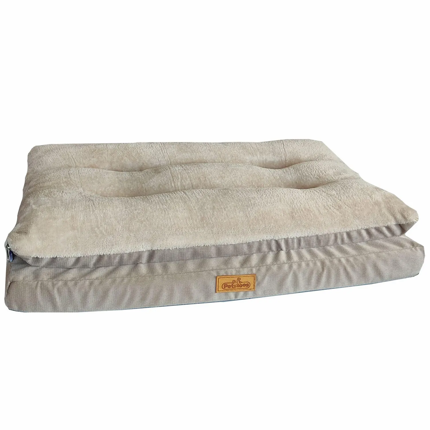 Colchon para mascotas pillow top mediano taupe 70x50x12cm petizoos