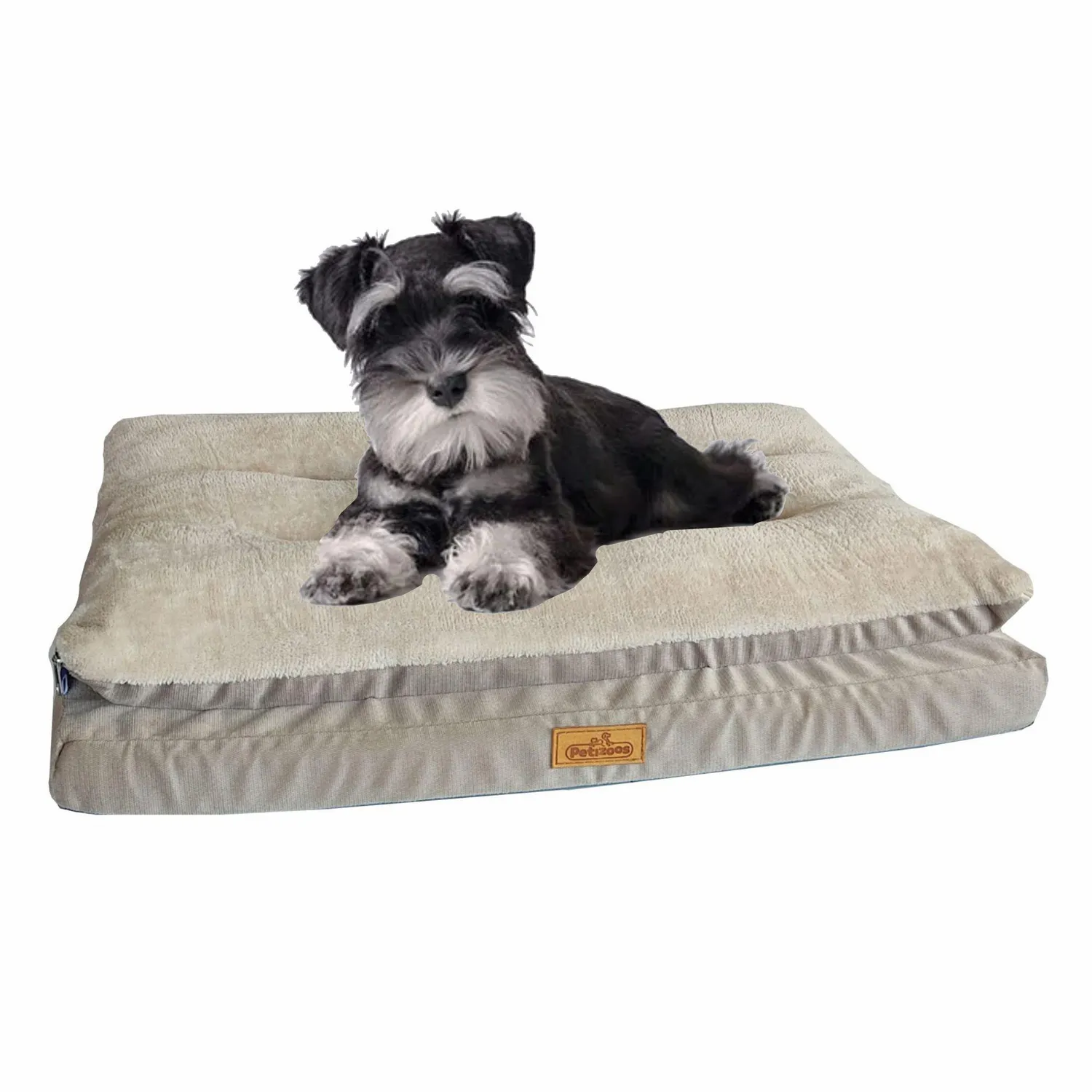 Colchon para mascotas pillow top mediano taupe 70x50x12cm petizoos 4