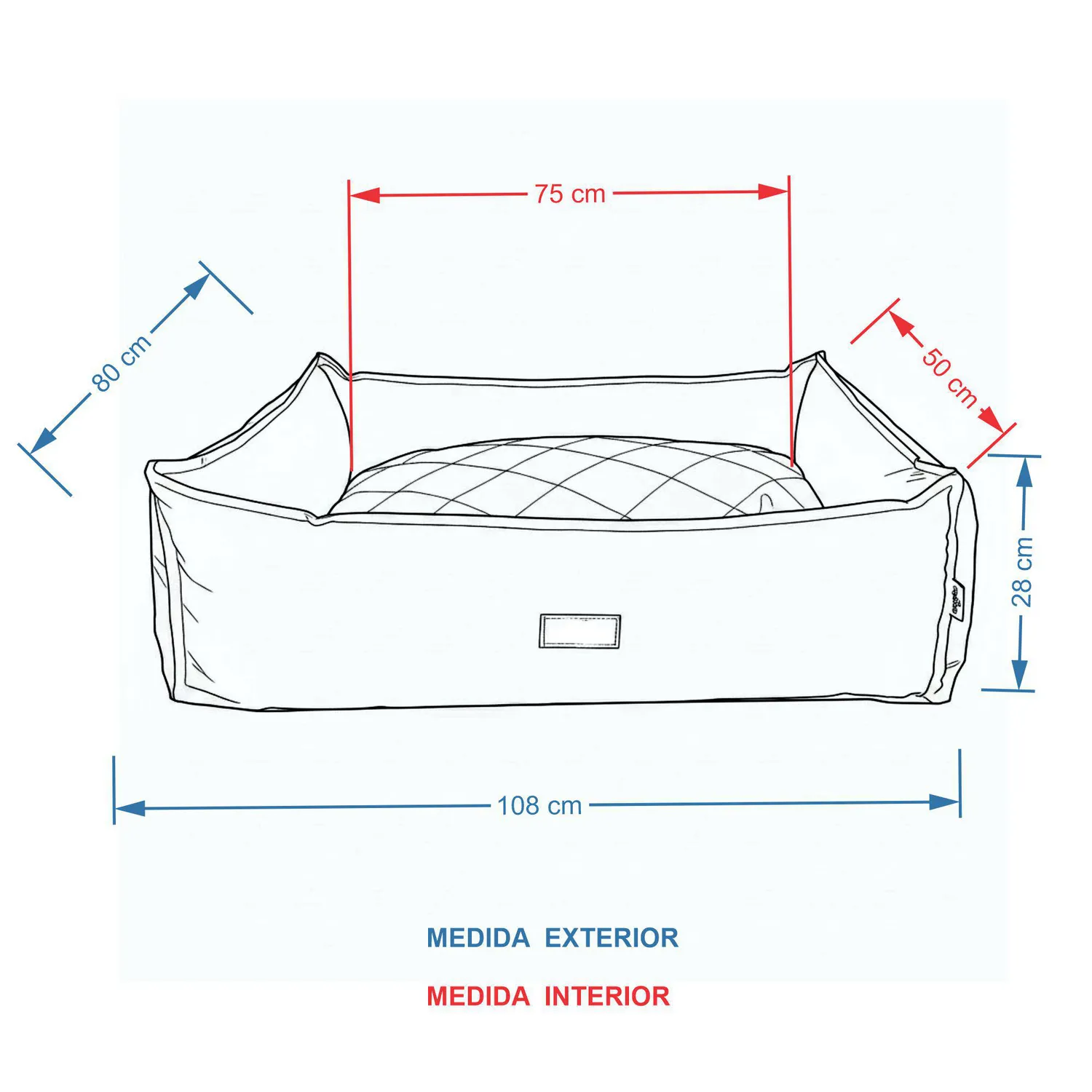 Cama Para Mascotas Rombos Extra Grande Gris 110x80x28cm Petizoos 5