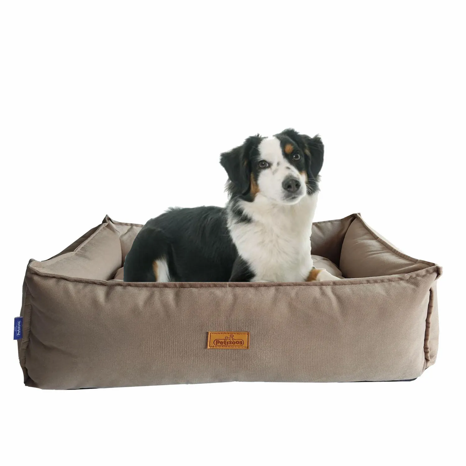 Cama para mascotas rombos grande taupe 90x65x28 cm petizoos 5