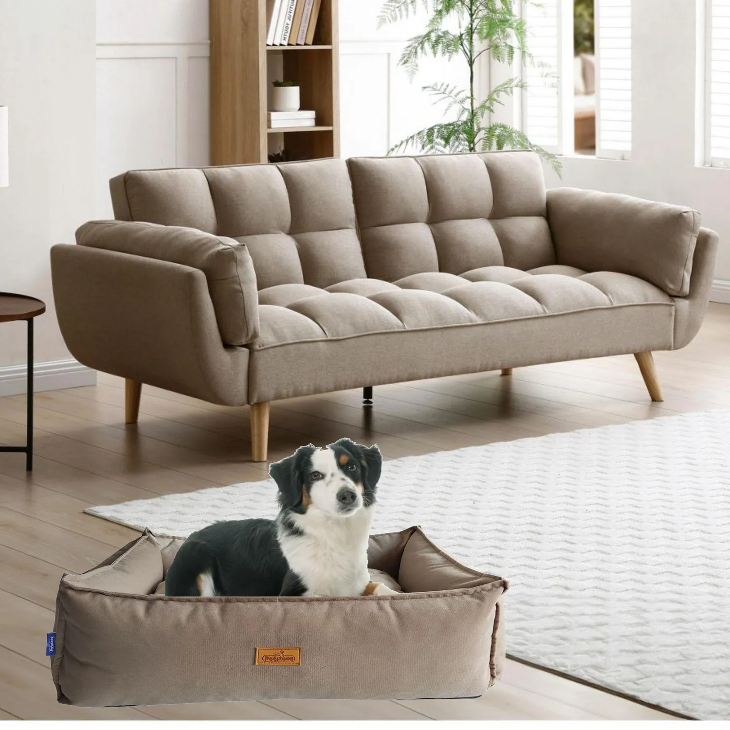 Cama para mascotas rombos grande taupe 90x65x28 cm petizoos 6