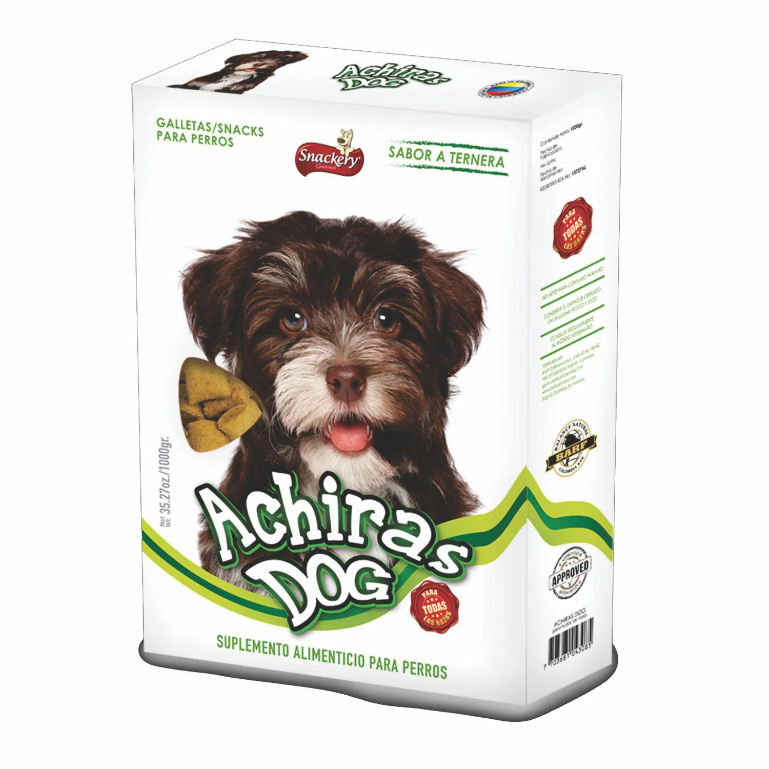 Galletas achiras snackery gourmet para perros con sabor a ternera 1000gr