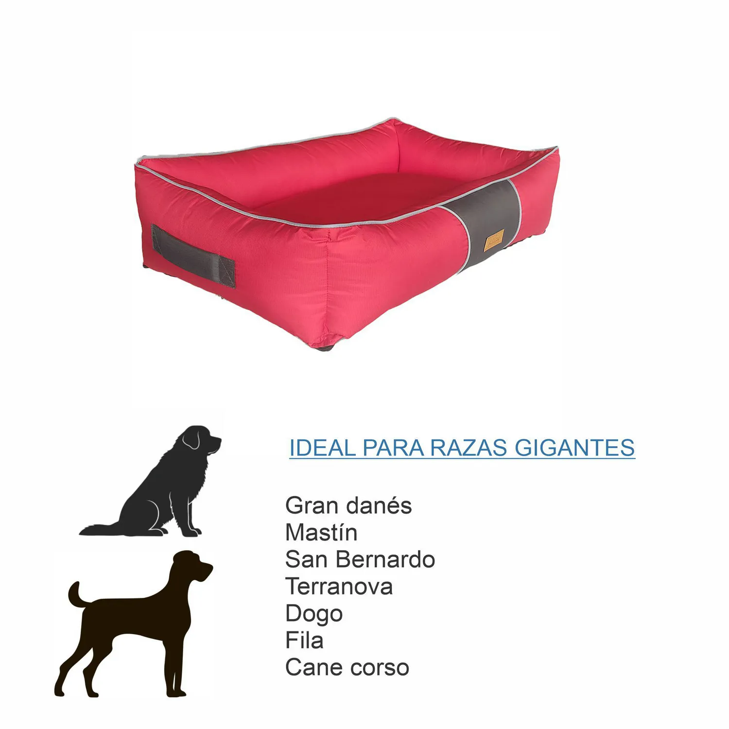 Cama en lona impermeable para perro grande negra 90x60x26cm petizoos 6