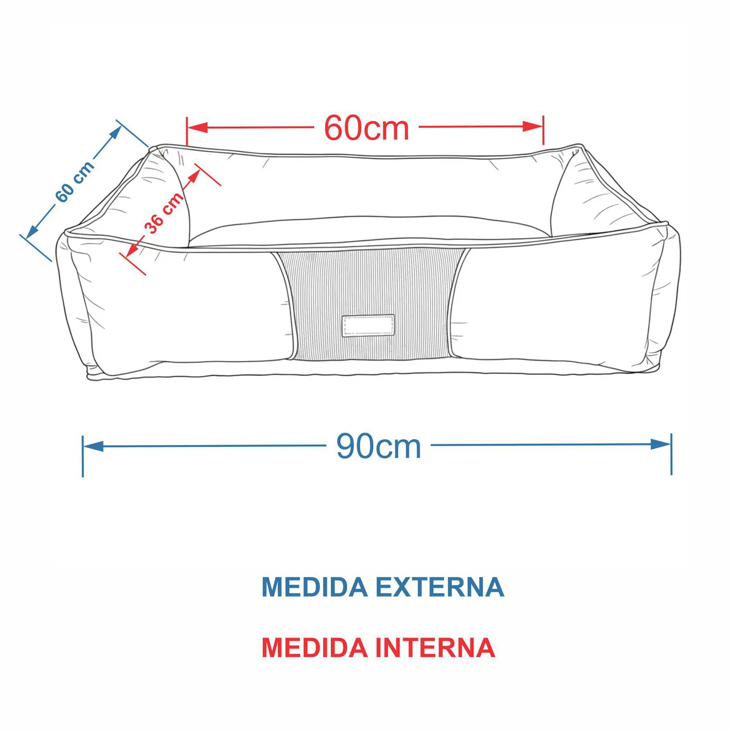 Cama en Lona Impermeable Grande Roja 90x60x26cm Petizoos 4