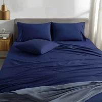 Juego De Sábanas Unicolor Cama King Azul Petroleo