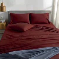Karytex Juego De Sábanas Unicolor Cama King Vino Tinto