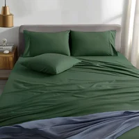 Juego De Sábanas Unicolor Cama Semidoble Verde Oscuro