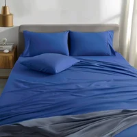 Juego De Sábanas Unicolor Cama Queen Color Navy