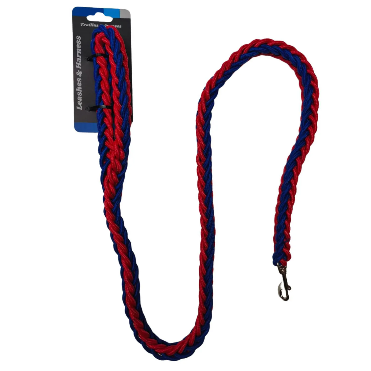 Trailla para perro trensada talla s 120x1.2cm azul-negro pet center