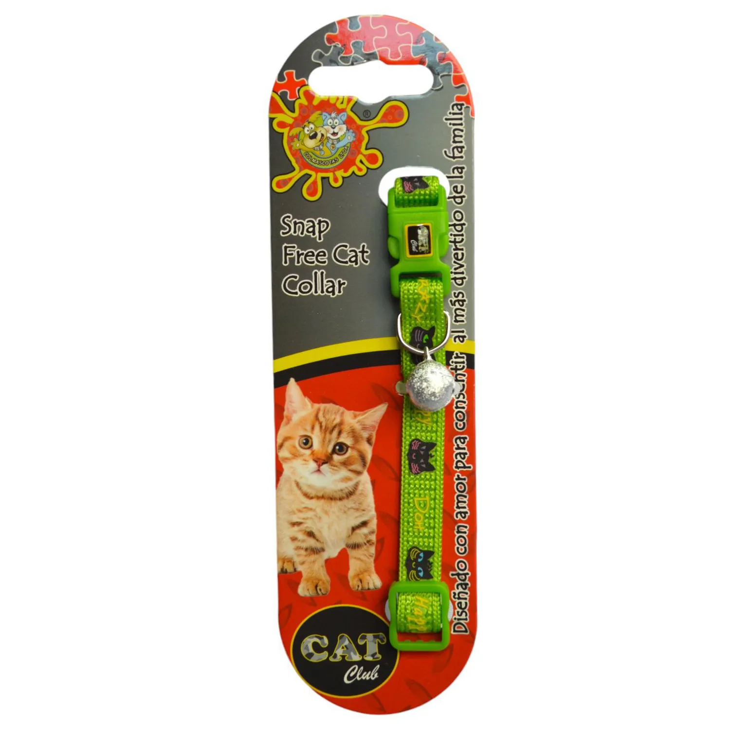 Collar para gato happy cats verde colmascotas