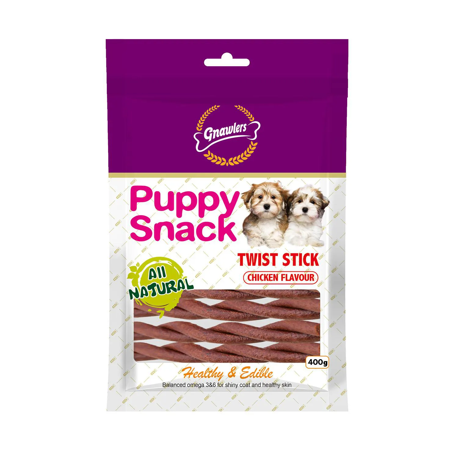 Snack para perro cachorro twist stick sabor a pollo 400gr