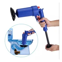 Destapa Cañeria Con Bomba Manual Con Presión para Desagues Color Azul