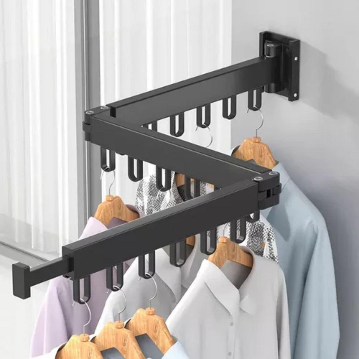 Tendedero De Pared Plegable De Aluminio – Secador De Ropa Interior/Exterior – Blanco