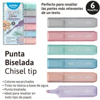 Resaltador Escarchado Biselado x 6 Pzas
