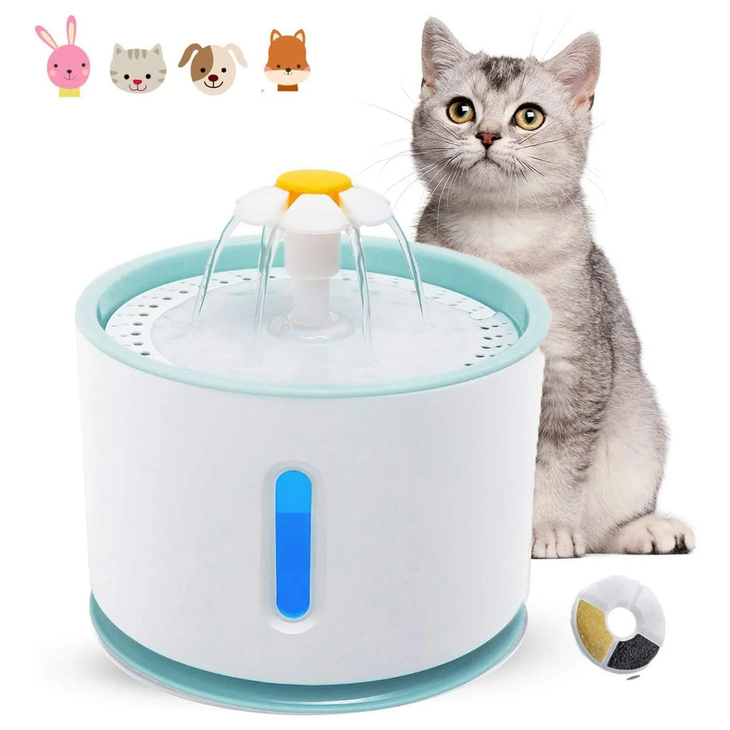 Fuente De Agua Para Perros Y Gatos Bebedero Automático Led