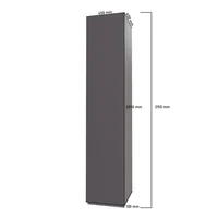 Alacena Despensa Cocina 200X45X60Cm Una Puerta Con Herraje De Lujo Premium Color Gris Plomo Alto Brillo
