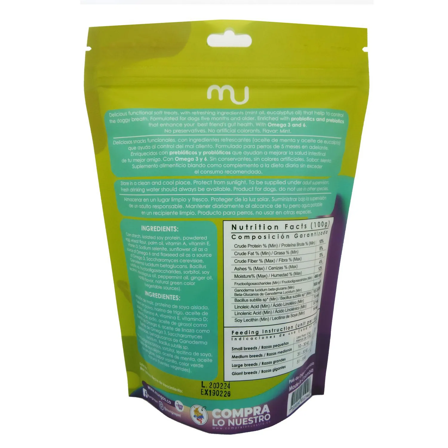 Snack para Perro Mungos Menta X 200 gr