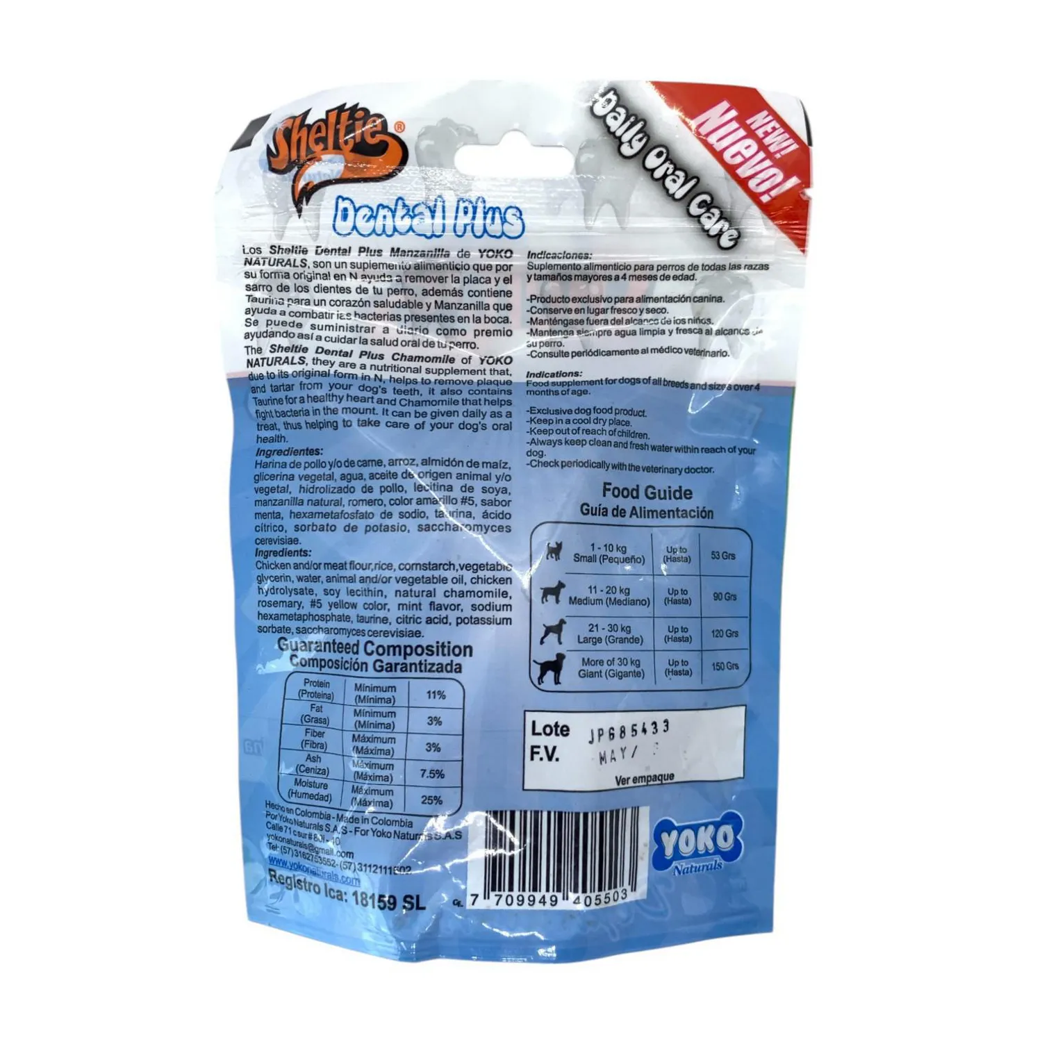 Snack Perro Sheltie Dental Plus Manzanilla 85gr