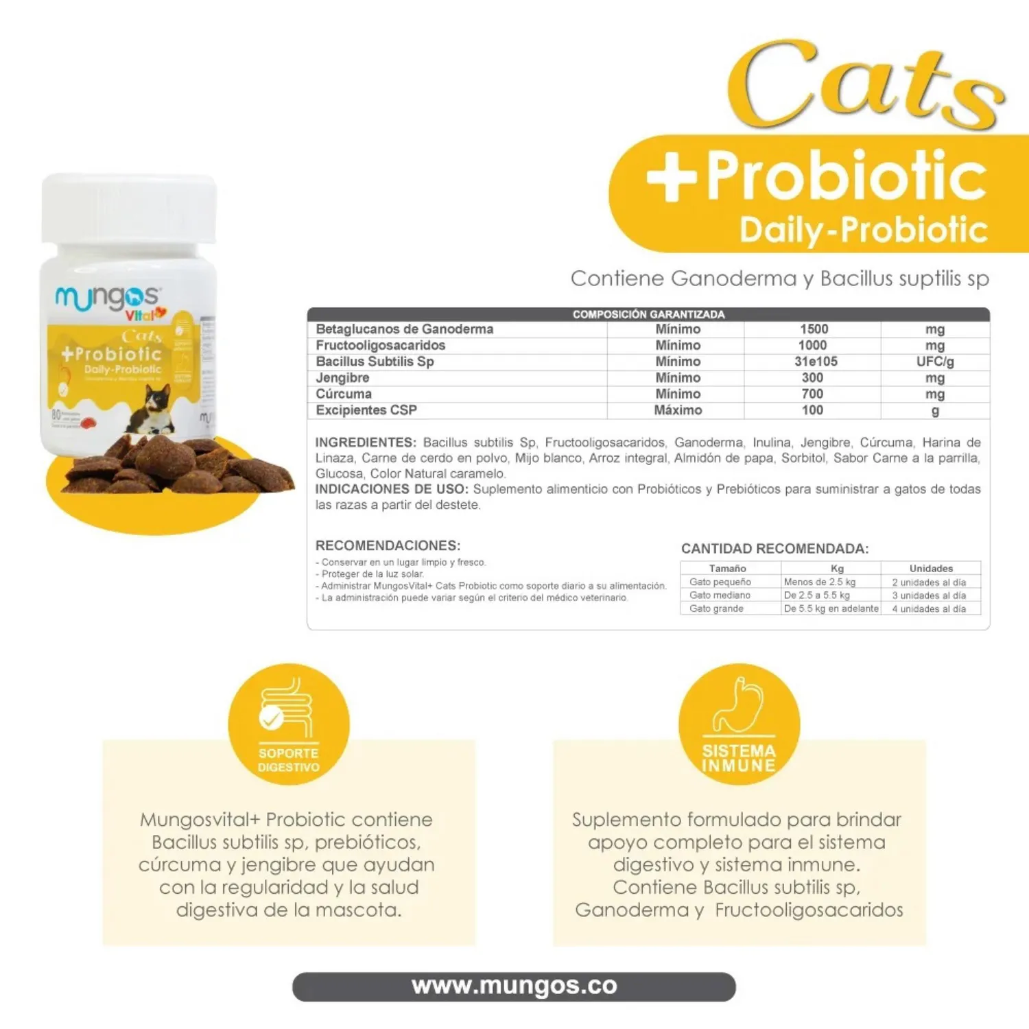 Snack para Gato Mungos Vital + Catsprobiotic 80und 3