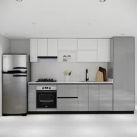 Cocina Integral 3m con Despensa Premium sin mesón Color Blanco y Gris Artico Alto Brillo