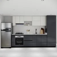 Cocina Integral 3m con Despensa Premium sin mesón Color Marfil y Gris Plomo Alto Brillo