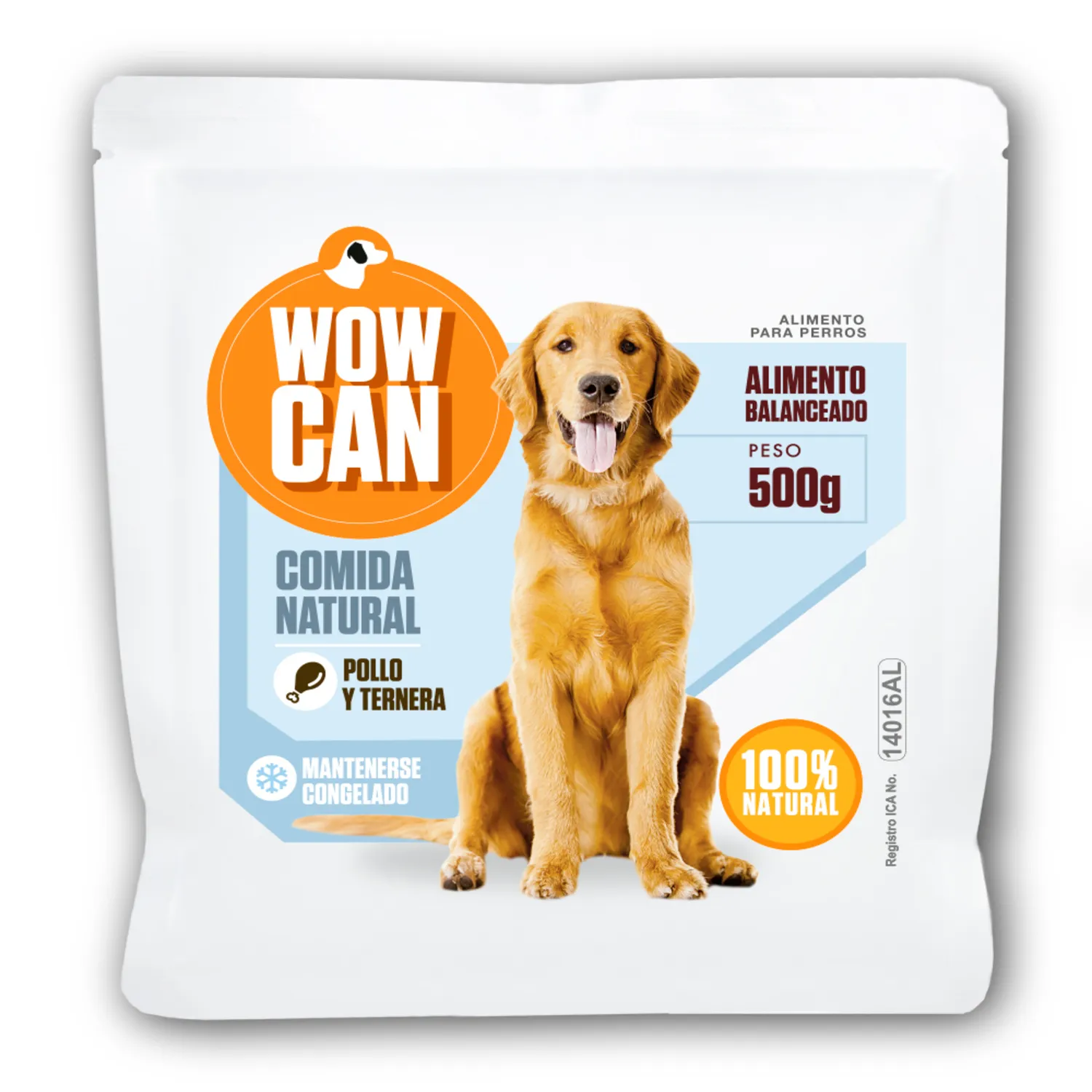 Comida Perro Congelado Pollo/Ternera 500g Woc