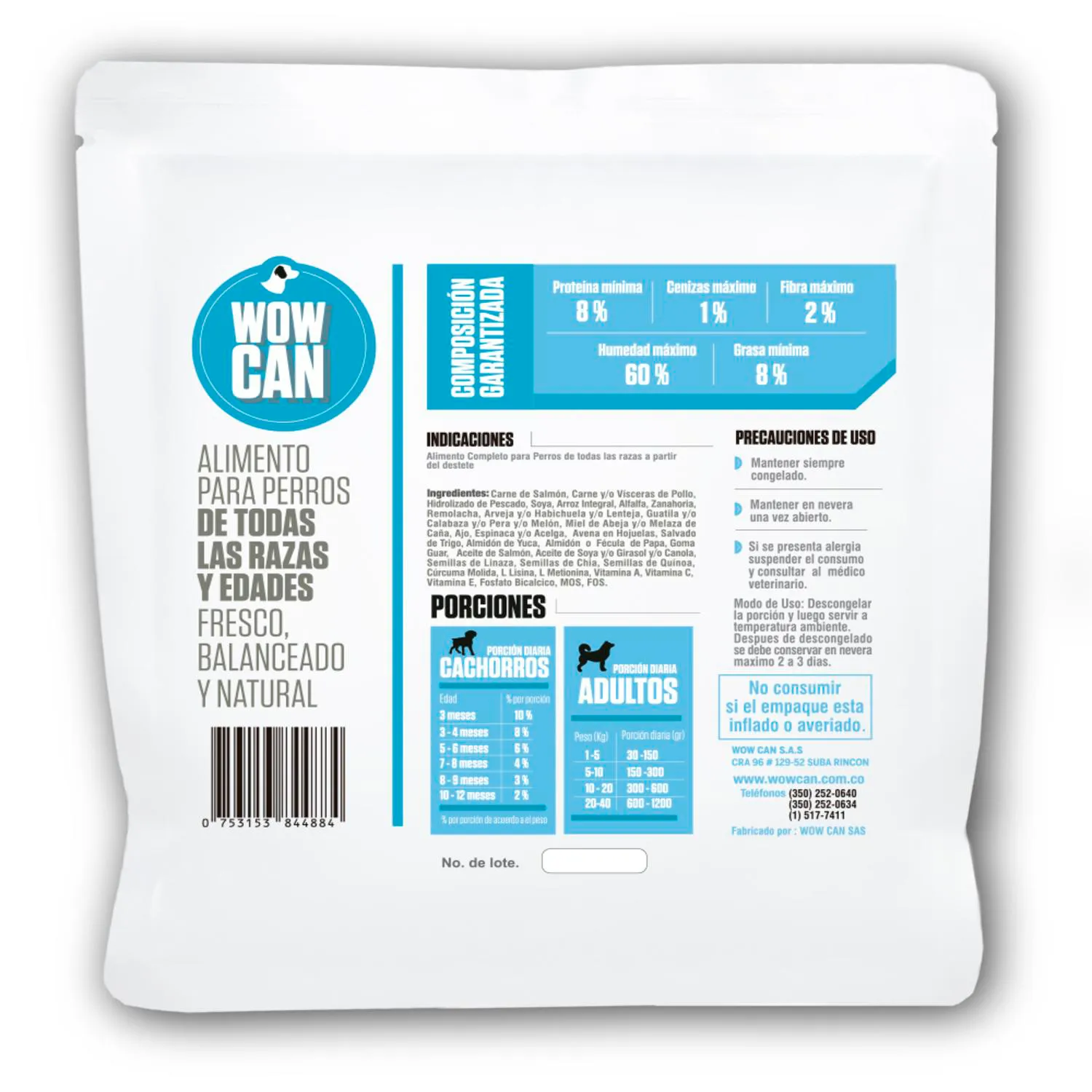 Comida Perro Congelado Salmon 300g Wow Can