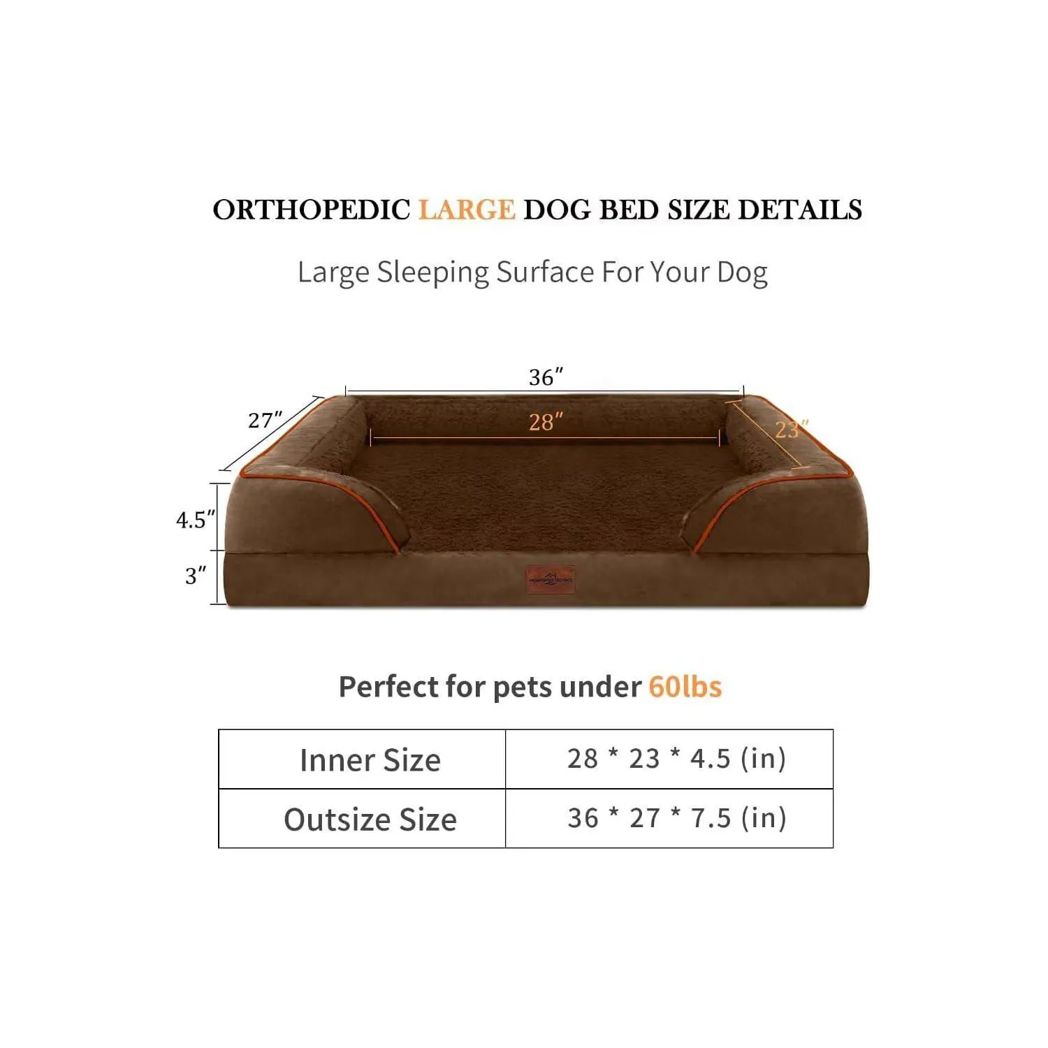 Cama Ortópedica Impermeable para Perros Grandes 4