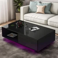 Mesa de Café Moderna con LED y Cajón