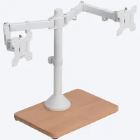 Brazo Doble Para Monitor VIVO con Base de Madera Maciza y Brazos Ajustables