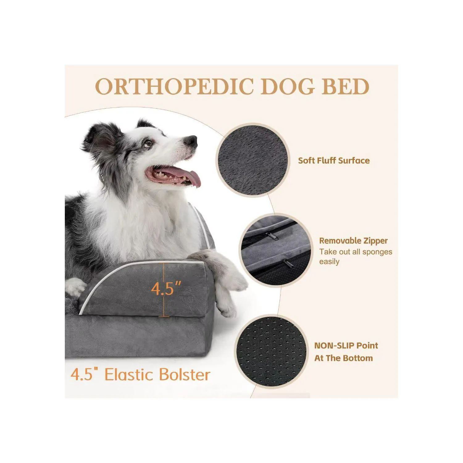 Cama Ortopédica Impermeable para Perros Grandes con Funda Lavable 3