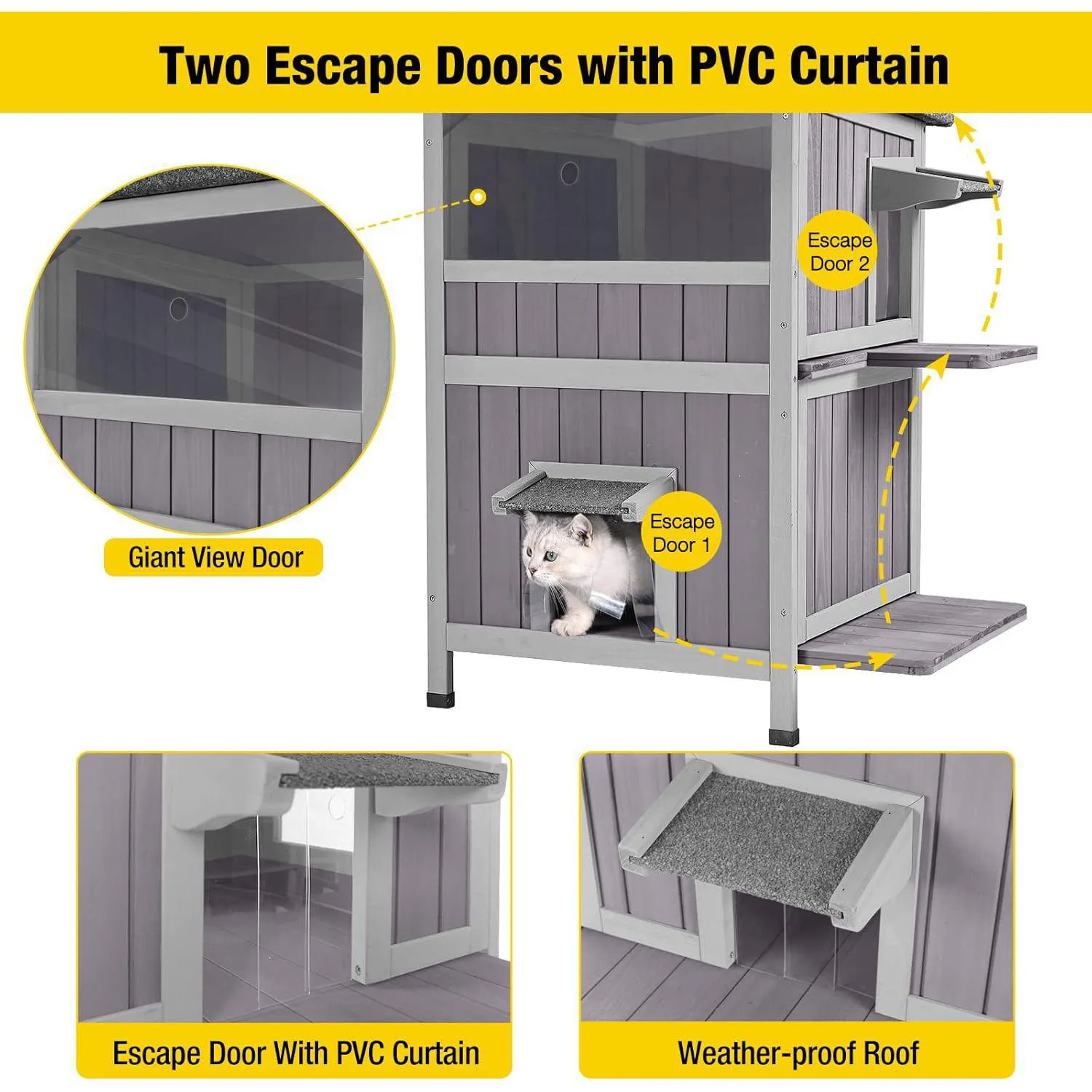 Casa de Gato Aivituvin 2 Pisos con Puerta de Escape 4