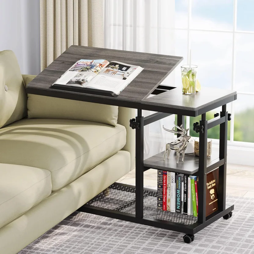 Mesa Auxiliar Tribesigns Ajustable con Ruedas y Tablero Inclinable para ...