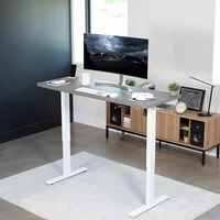 Escritorio Eléctrico VIVO De Pie 152 x 60 cm Gris Oscuro Con Marco Blanco