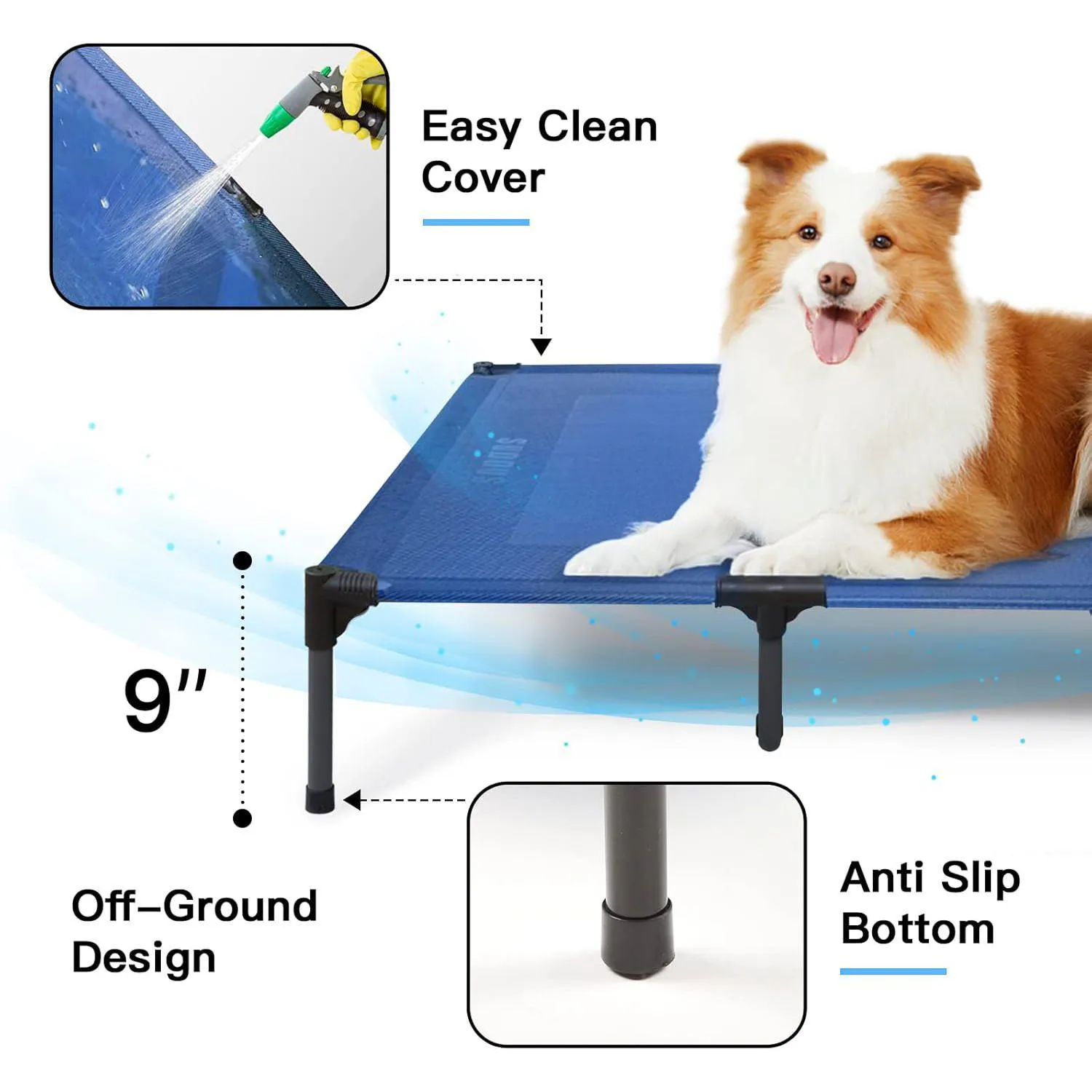 Cama Elevada Impermeable para Perros Suddus XL Portátil y Cómoda 3