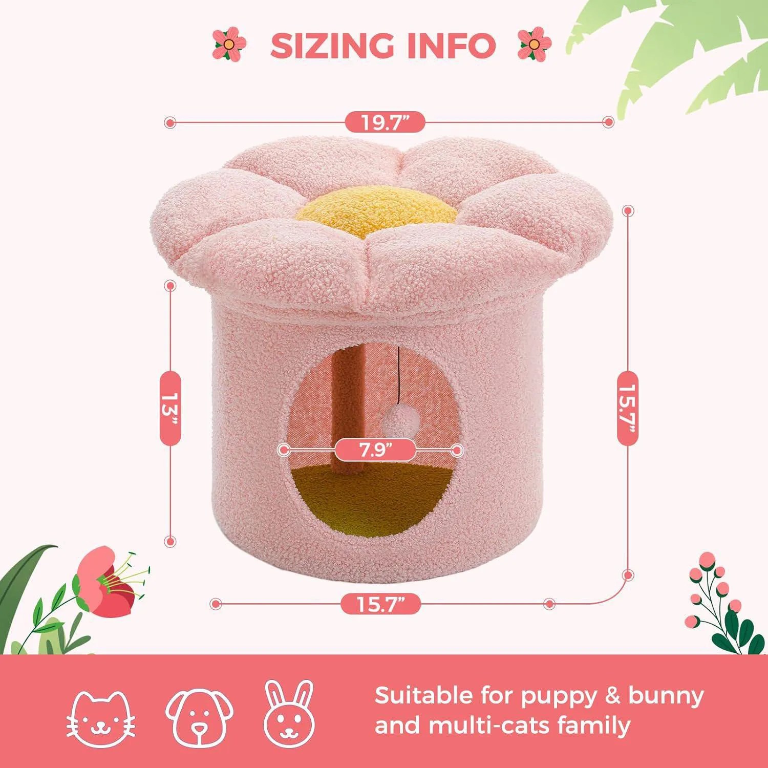 Cama para Gatos PETEPELA Casa Grande con Cama Removible 4