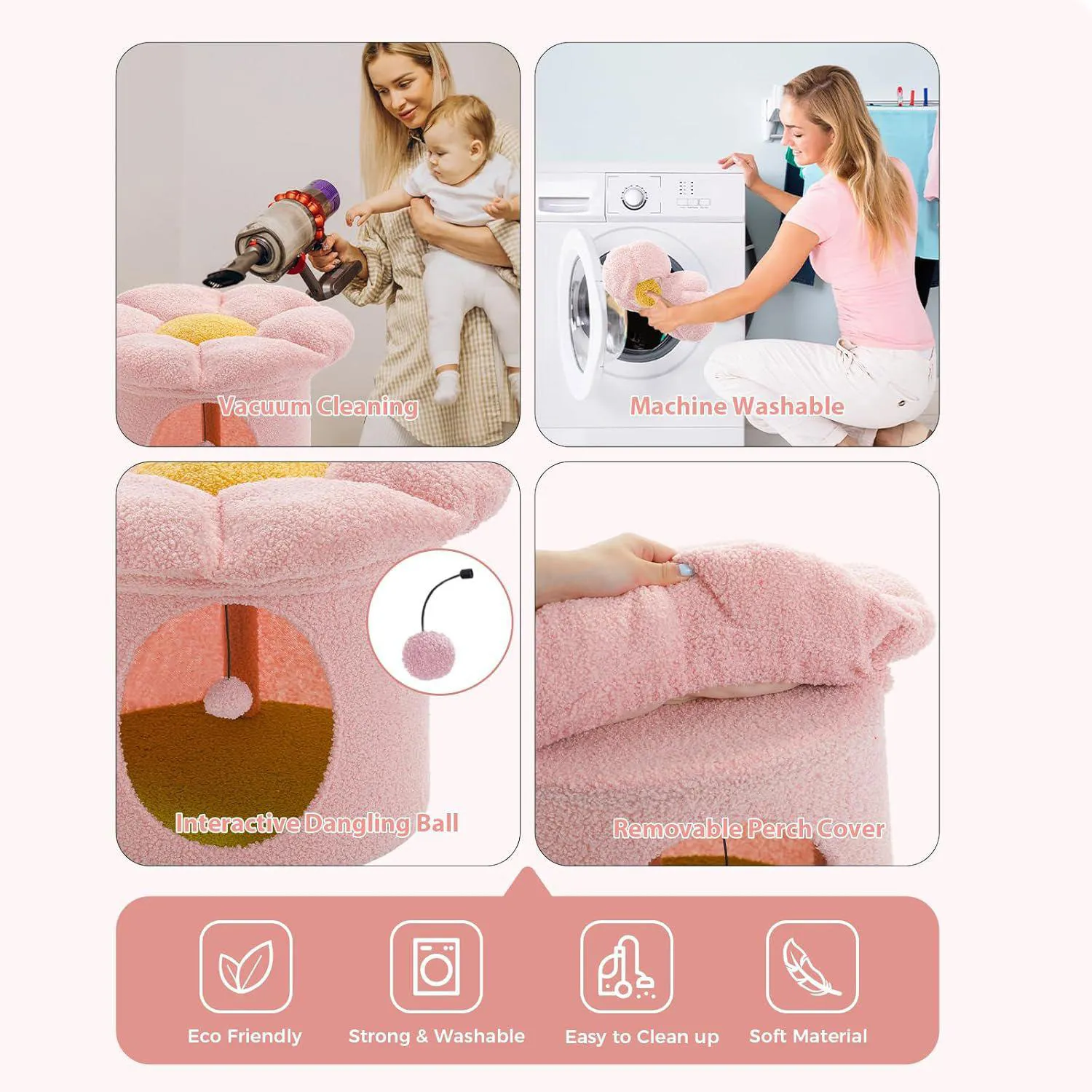 Cama para Gatos PETEPELA Casa Grande con Cama Removible 6