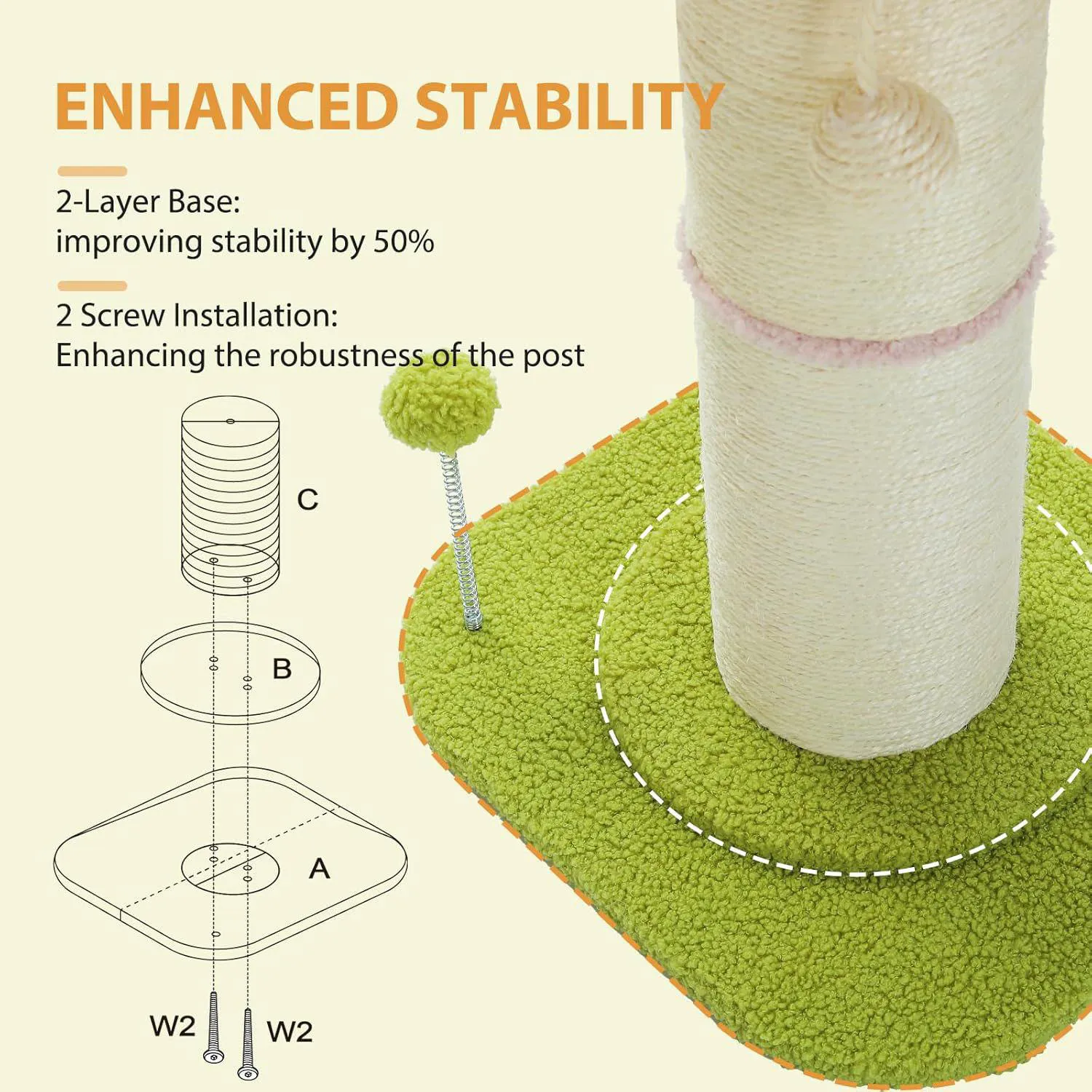 Rascador para Gatos con Cama Floral Rosa y Poste Grueso de Sisal 3