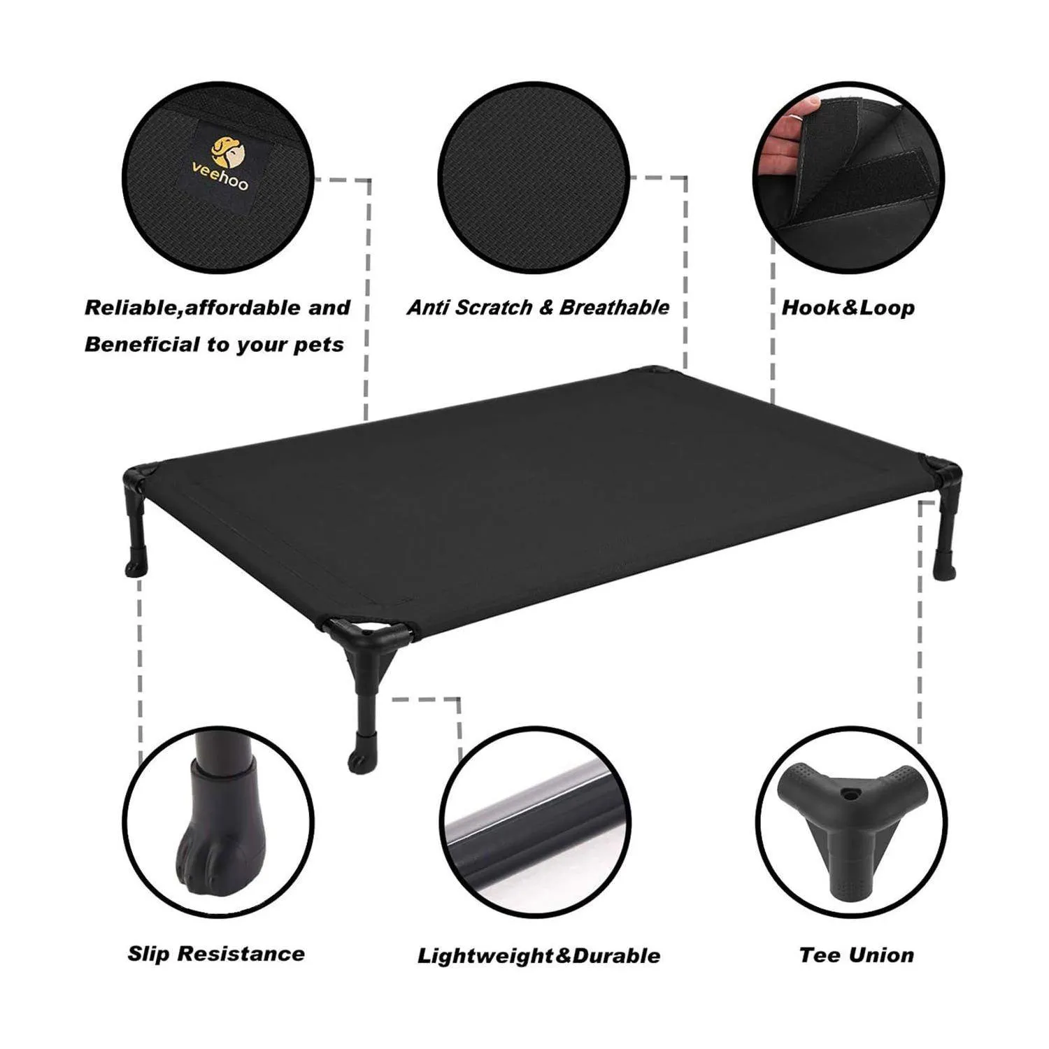Cama Elevada Veehoo para Perros Resistente y Lavable para Máximo Confort