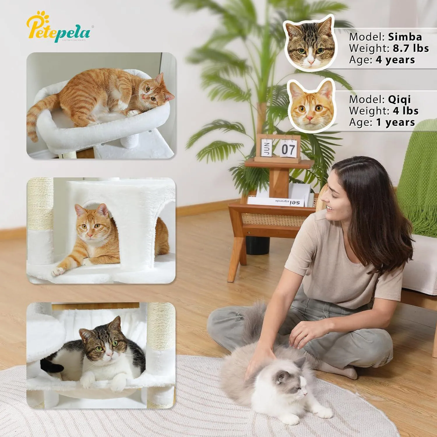 Gimnasio para Gatos Grande PETEPELA  con 5 Niveles Hamaca y Rascador 3